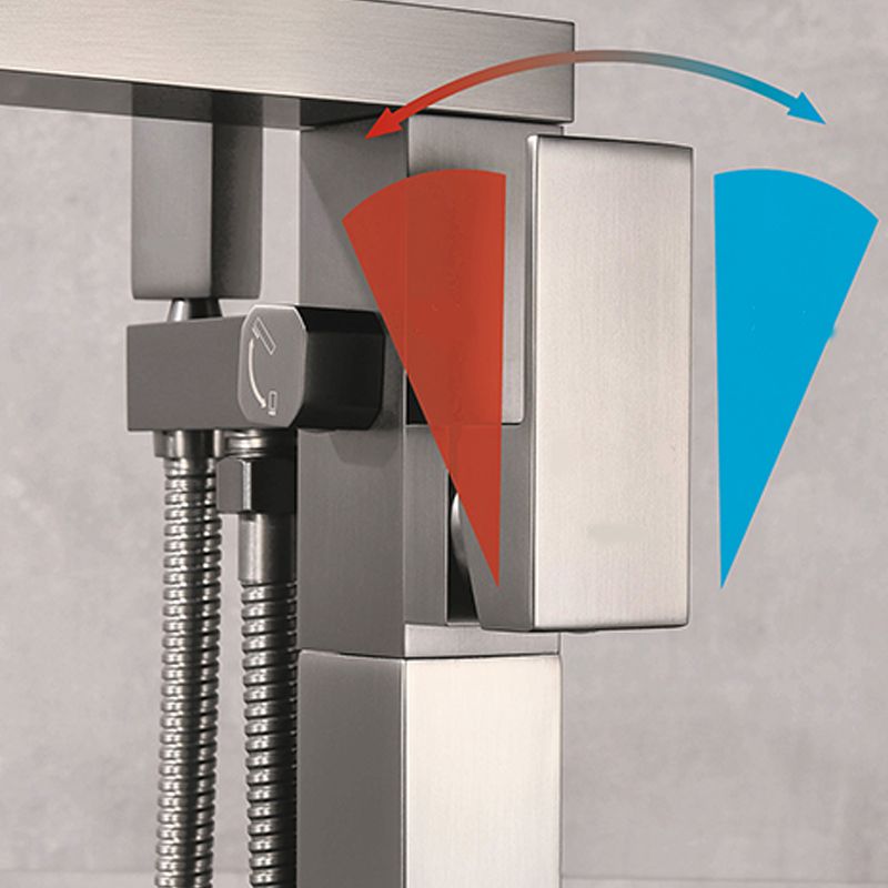 Modern Floor Standing Rod Handle Handheld Shower Head Bathtub Faucet