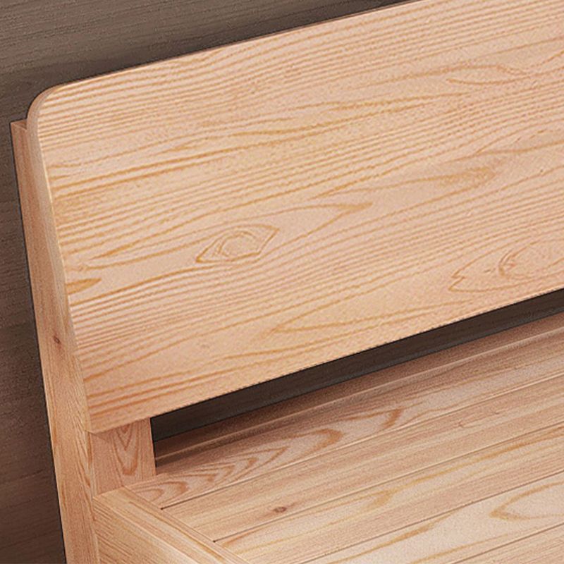 Scandinavian Solid Wood Panel Bed with Rectangular Headboard