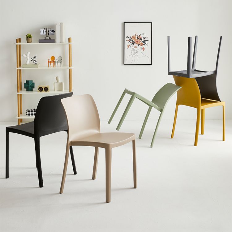 Modern Dining Room Armless Plastic Stacking Parsons Dining Chair