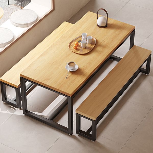 Industrial Wood Dining Table Set 1/2/5 Pieces with Metal Base Kitchen Furniture Set