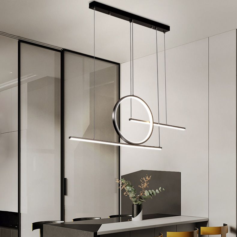 Modern Creative LED Pendant Light Linear 3-Light Hanging Lamp with Silicone Shade