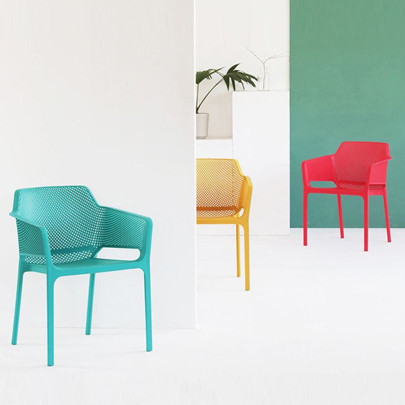 Plastic Stacking Dining Armchair Glam Indoor-Outdoor Dining Room Chair