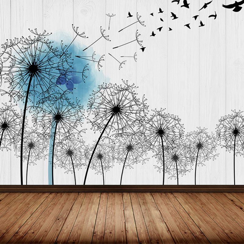Soft Color Dandelion Mural Decal Moisture-Proof Modern Living Room Wall Covering