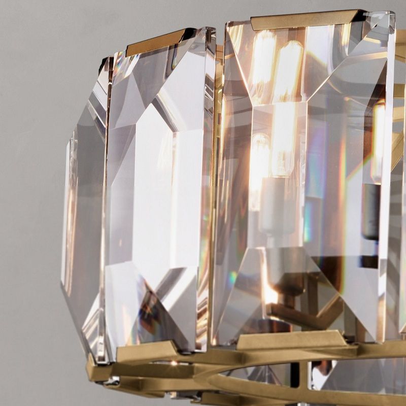 Modern Style Drum Shaped Chandelier Clear Crystal Chandelier for Bedroom