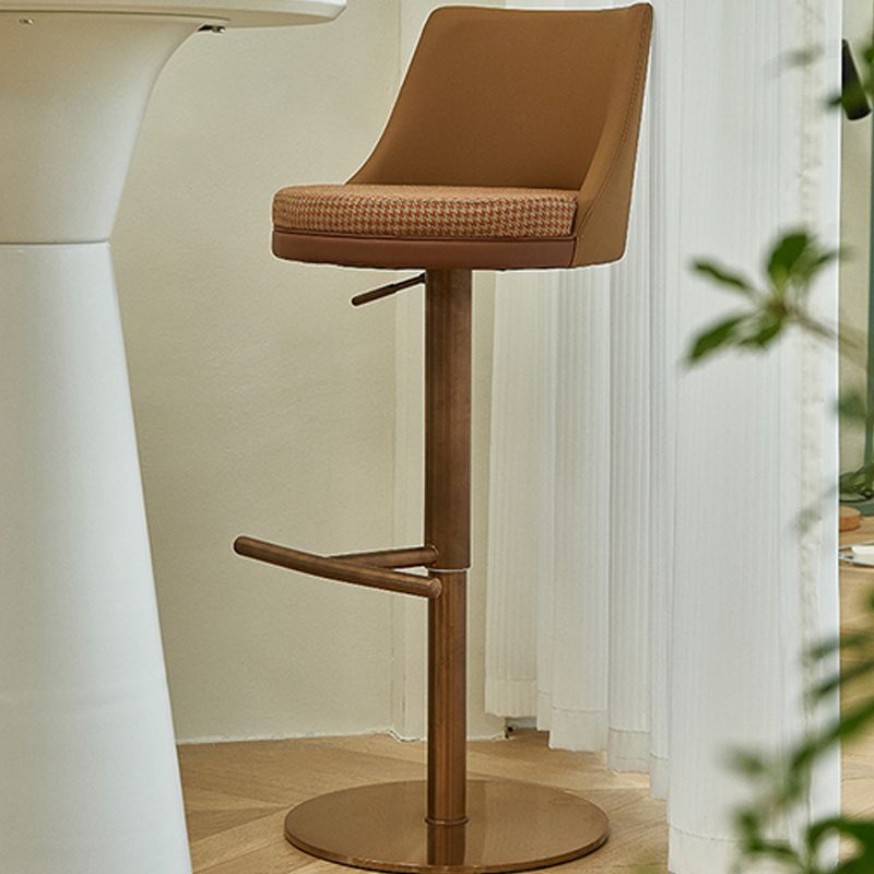Modern Style Adjustable Armless Counter Stool with Leather Cushion