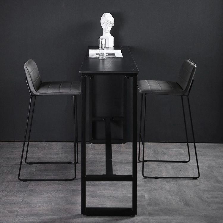 Evento de reposapiés rectángulo moderno y mesa de cóctel Mesa de bar de patio de pizarra negra