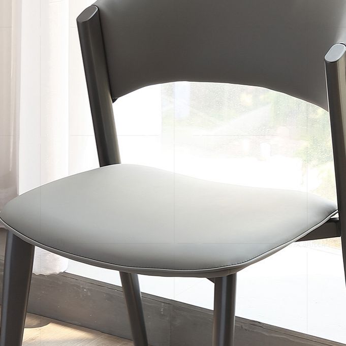 Dining Room Upholstered Chair Home Open Back Faux Leather Dining Chair