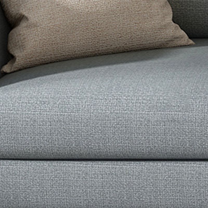 Gray 5-seat Square Arm Sectional Contemporary Fabric Slipcovered Sectional