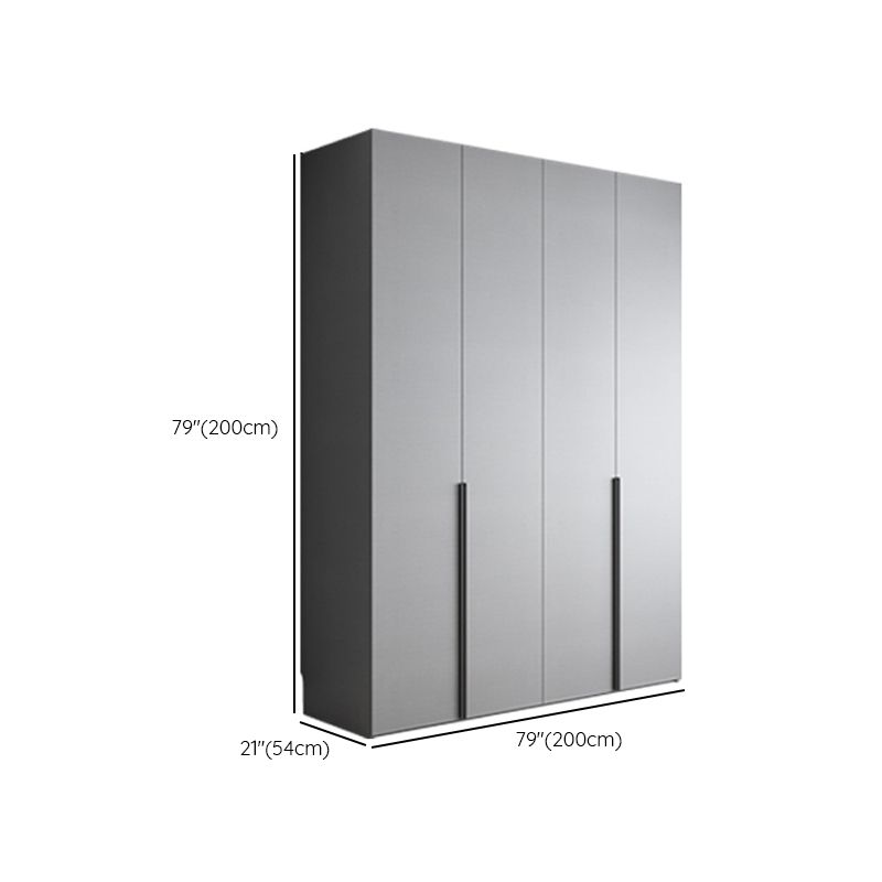 Engineered Wood Wardrobe Cabinet Modern Style Soft Close Doors Wardrobe Closet in Gray
