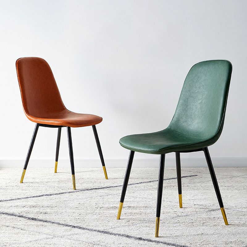Glam Style Leather Dining Chairs for Kitchen Solid Back Armless Chairs