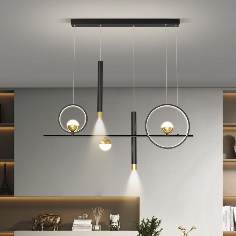 Modern Minimalist Minimalist Linear Isola Luci Luci in metallo Pla lampadario per soggiorno