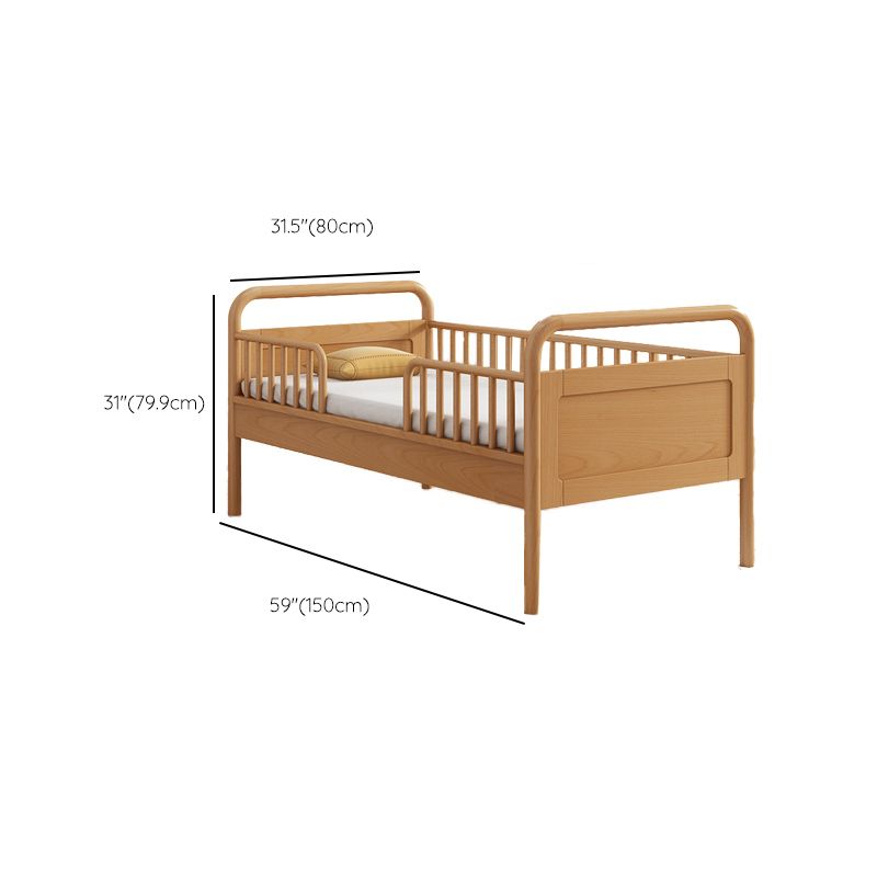 Solid Wood Washed Contemporary Nursery Bed in Natural with Guardrail