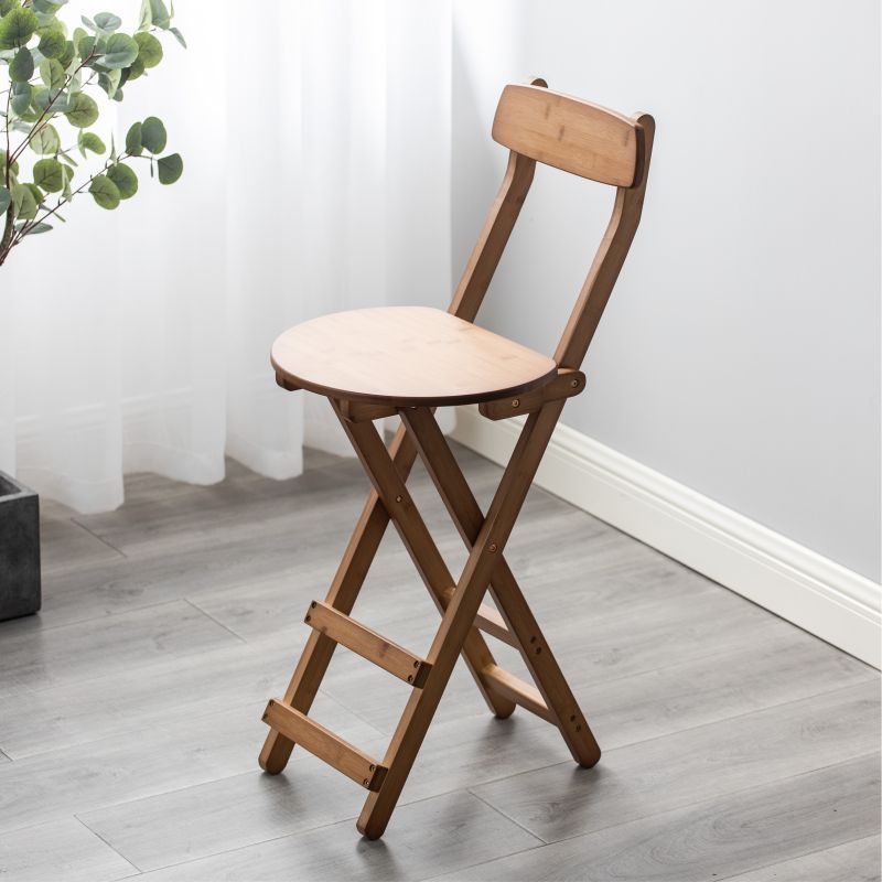 Contemporary Folding Stool Restaurant Bamboo Footrest  Barstool