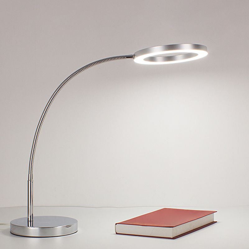 Linear Night Table Lamp Modern Style Metal Single Light Table Light in Silver