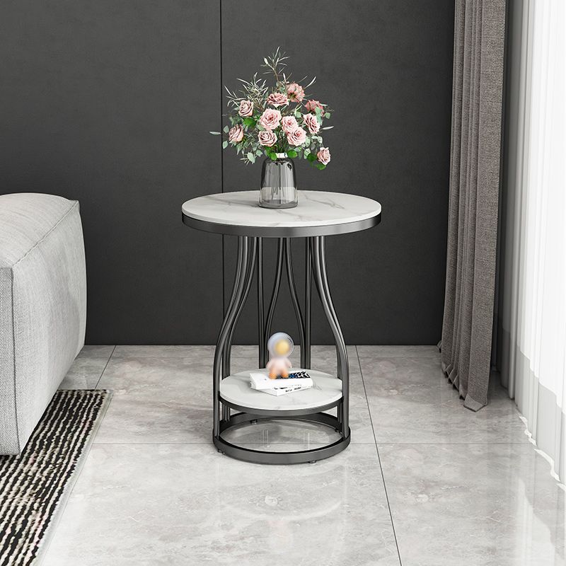 19"W Contemporary Corner Table Round Storage Accent Side Table