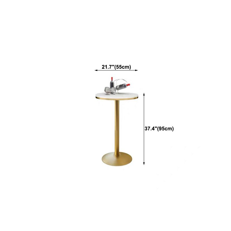 Glam Pedestal Bar Dining Table Faux Marble Cocktail Bar Table with Metal Base