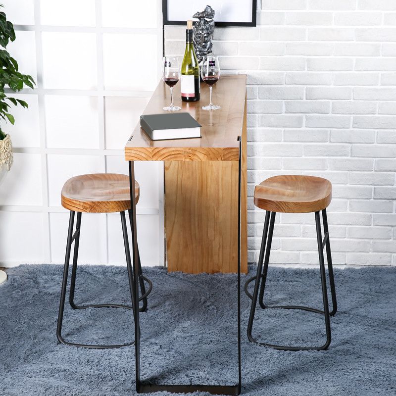 Solid Wood Modern Pub Table Set for Home Metal 1/3 Piece Bar Set