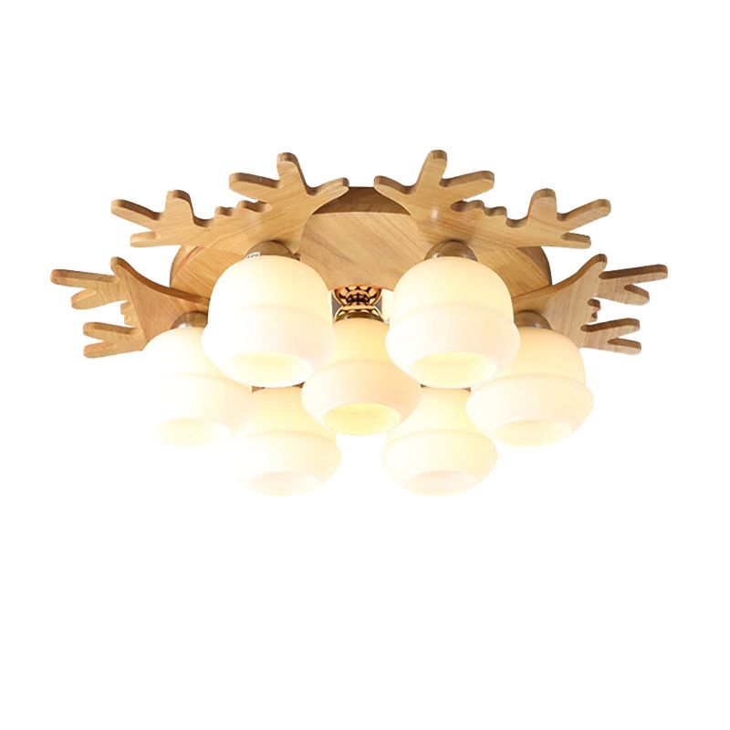 Antler Shape Flush Light Modern Style Glass 1/3/5/7 Lights Flush Ceiling Light in White