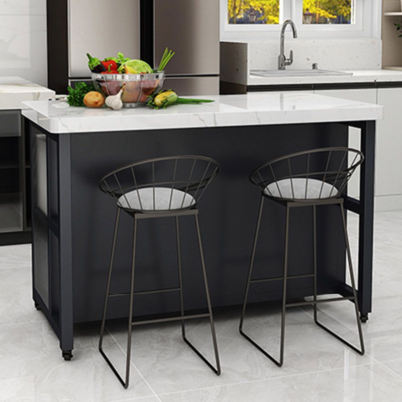 Kitchen Island Table Dining Room Modern Prep Table with Storage Cabinet