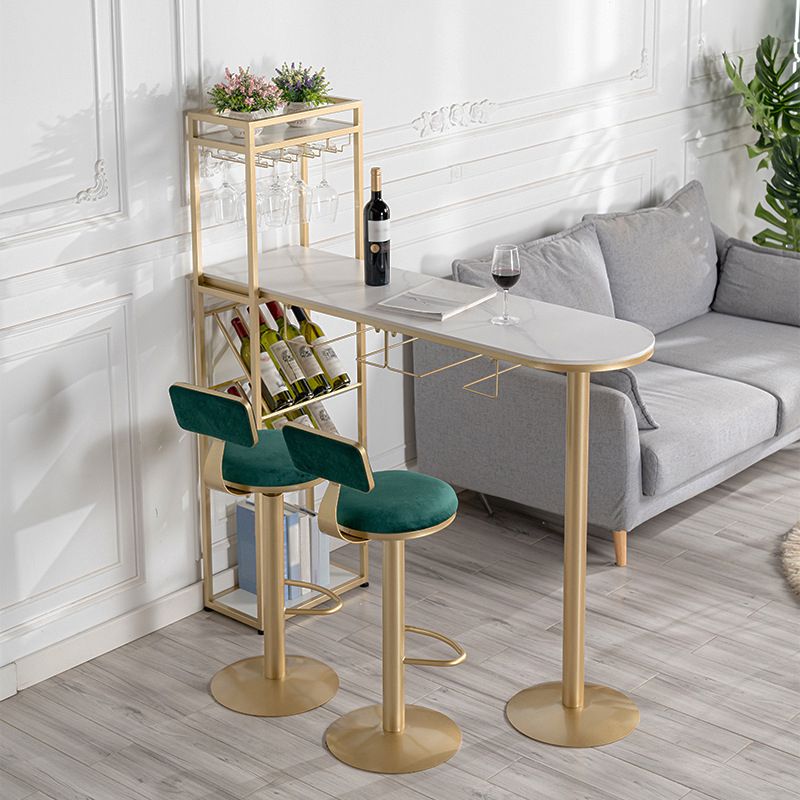 1/3 Piece Adjustable Height Bar Stool and Table Set Sintered Stone Matte Finish Bar Set