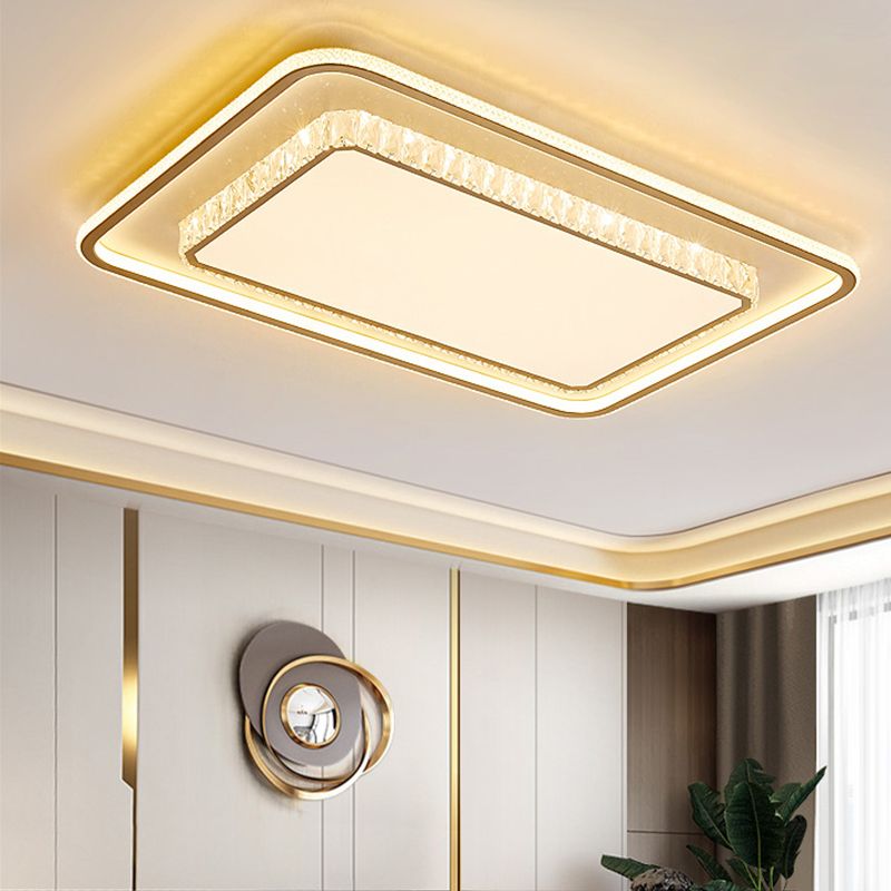 Contemporary Crystal Ceiling Light Multi-Layer LED Flush Mount Light for Living Room