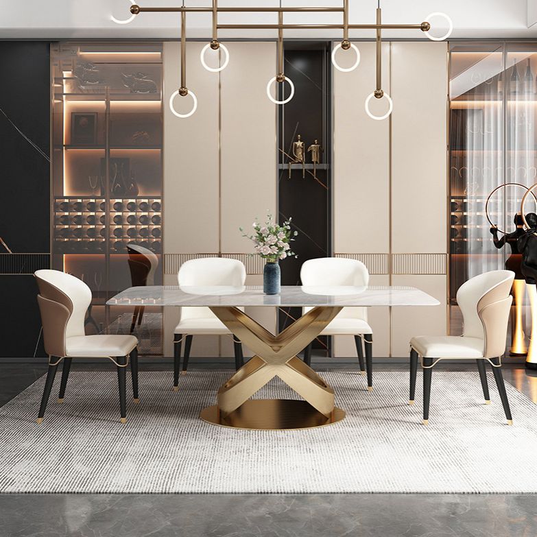 Luxurious Rectangle Dining Set 1/4/5/6/7 Pieces Sintered Stone Top Table Set