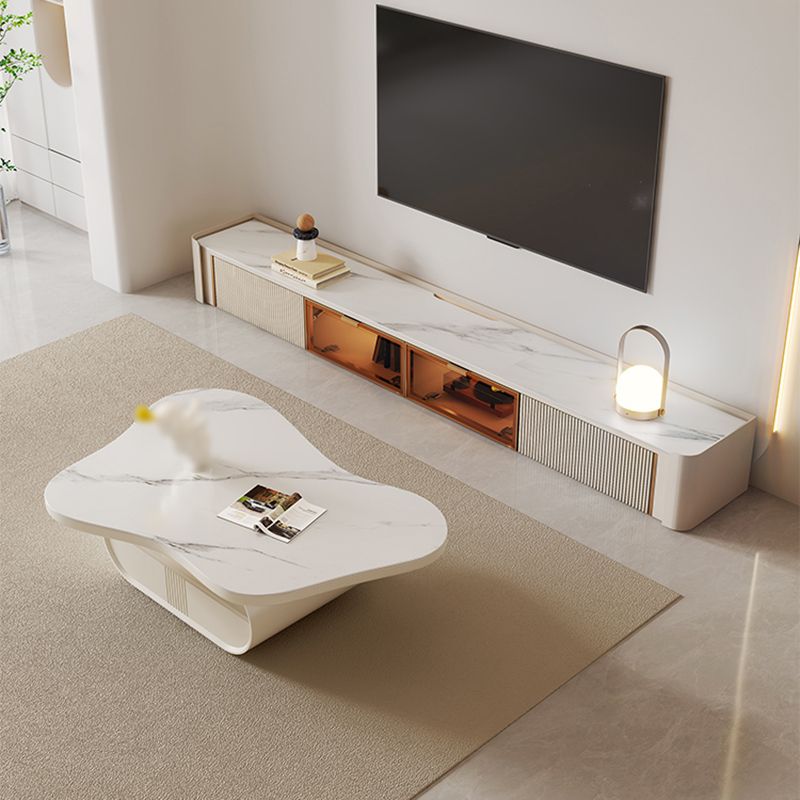 Modern Coffee Table Free Form Single Coffee Table with Storage Drawers