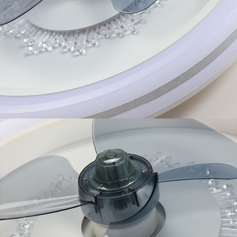 Einfachheit runde LED -Deckenventilator Acryl Schlafzimmer Halbflush -Leuchte mit 3 Klingen