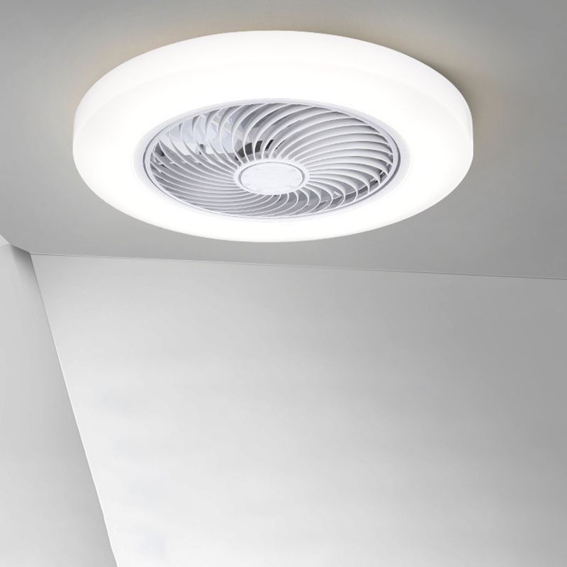 Modern Style Round Fan Light Fixture Acrylic Bedroom LED Semi Flush Ceiling Light