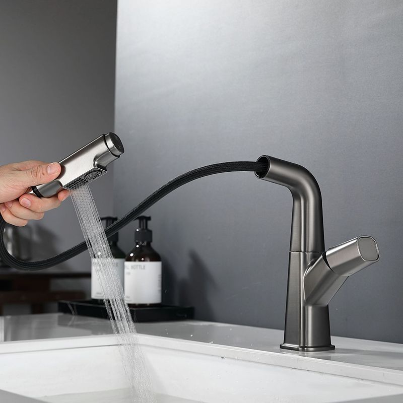 Modern Vessel Sink Faucet Solid Color Metal Centerset Faucet for Bathroom