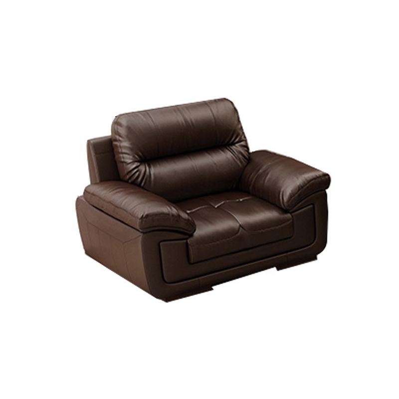 Contemporary Dark Brown Sewn Pillow Back Standard Pillow Top Arm Sofa