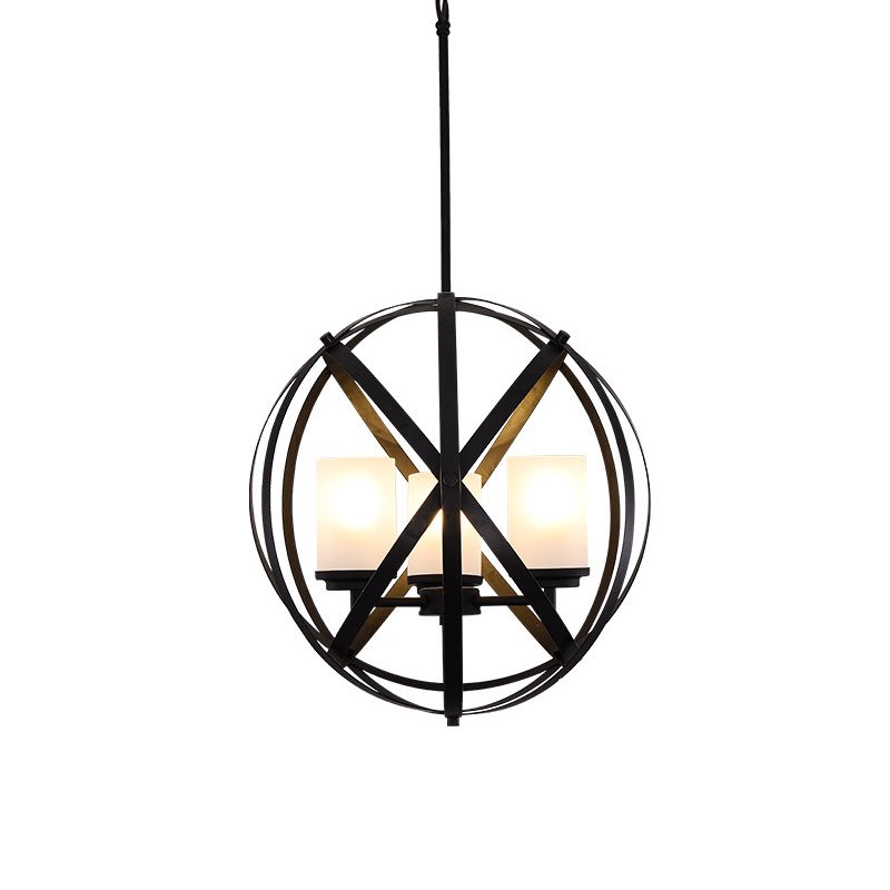 Zwart x-brace kroonluchter lamp magazijn ijzer 3 bollen