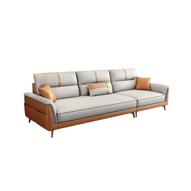 Pillow Top Arm Sofa 35.43" High Faux Leather Sofa for Living Room