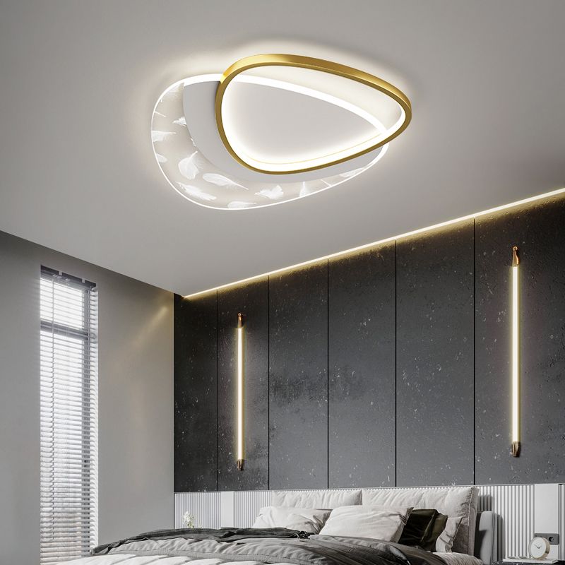 Modern Style Triangular Shape Ceiling Lamp Metal 2-Light Ceiling Lighting for Dining Room