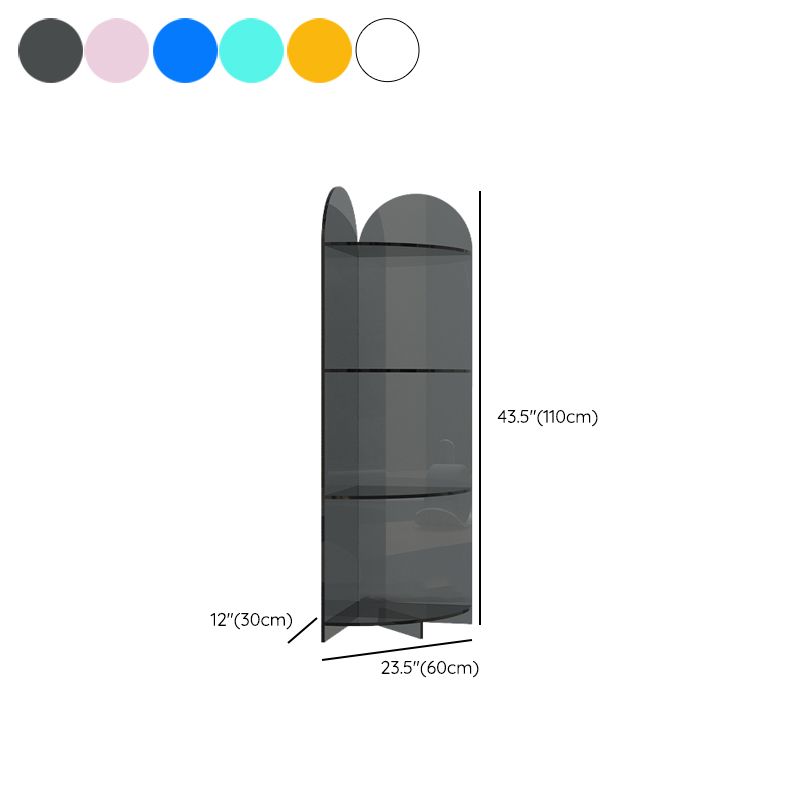 Modern Style Closed Back Bookshelf Corner Acrylic Bookcase with Triangle Shelves