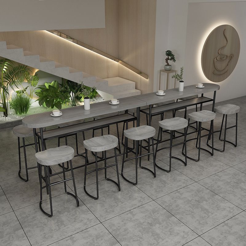 Living Room Modern Pub Set 1/2/4/7 Pieces Oval Wood Bar Stool and Table Set