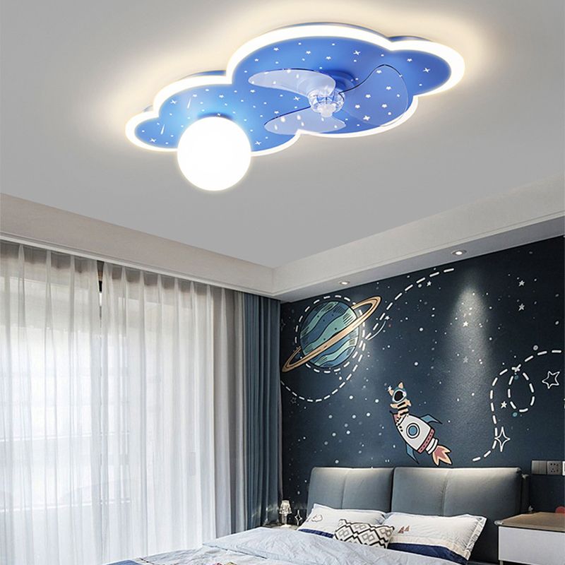3-Blade Fan with Light Children Blue Ceiling Fan for Restaurant