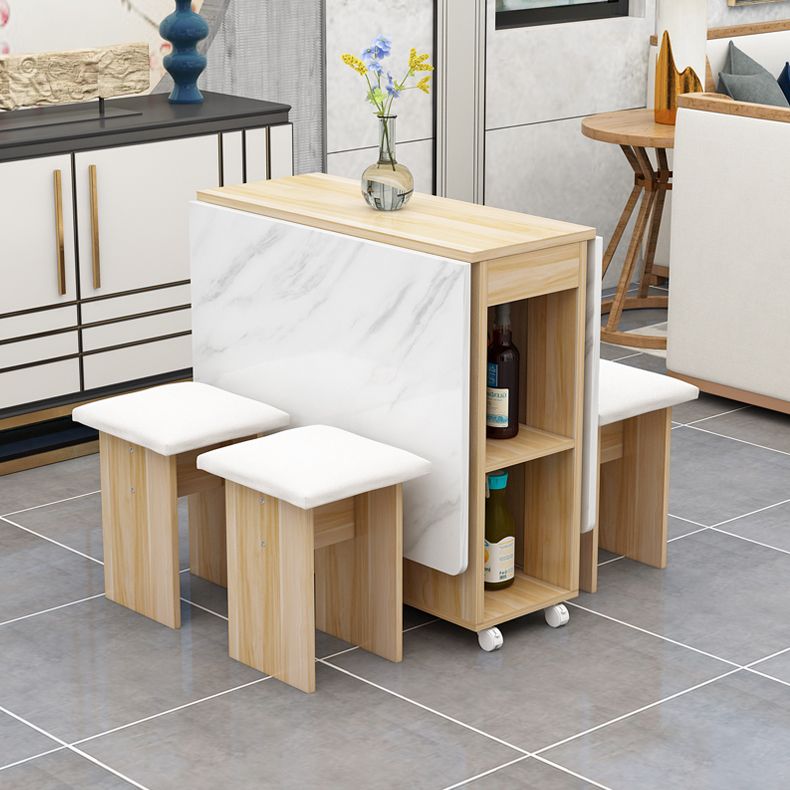Mesa de rectángulo de madera artificial plegable con base de caballete de almacenamiento