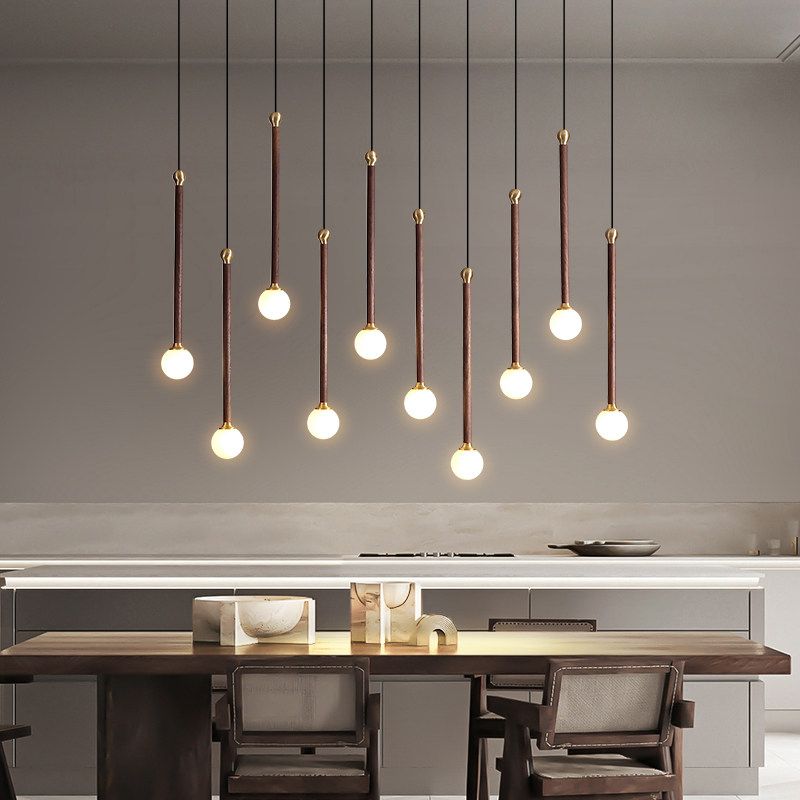 Multi -Light -kugelhaltiger Anhänger moderner Holzhängung Licht für Wohnzimmer