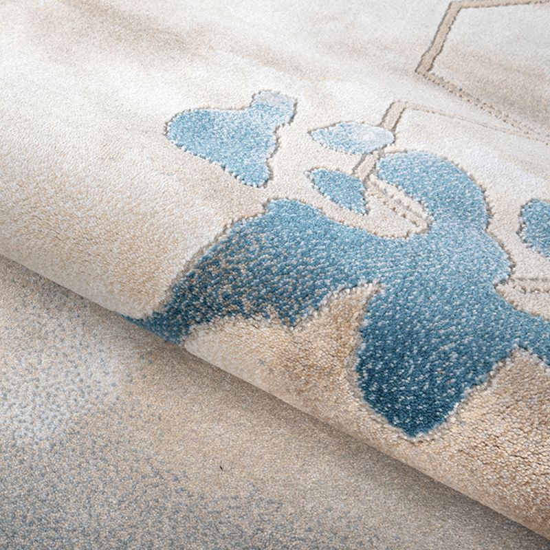 Modern Living Room Area Carpet Khaki Tie-Dye Area Rug Polyester Stain Resistant Rug