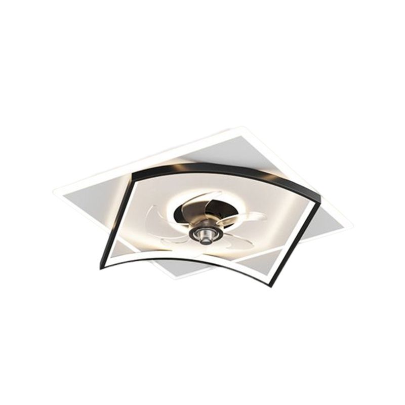 Modern Geometry Shape Ceiling Fan Lamps Metal 3 Light Ceiling Fan Lighting for Bedroom