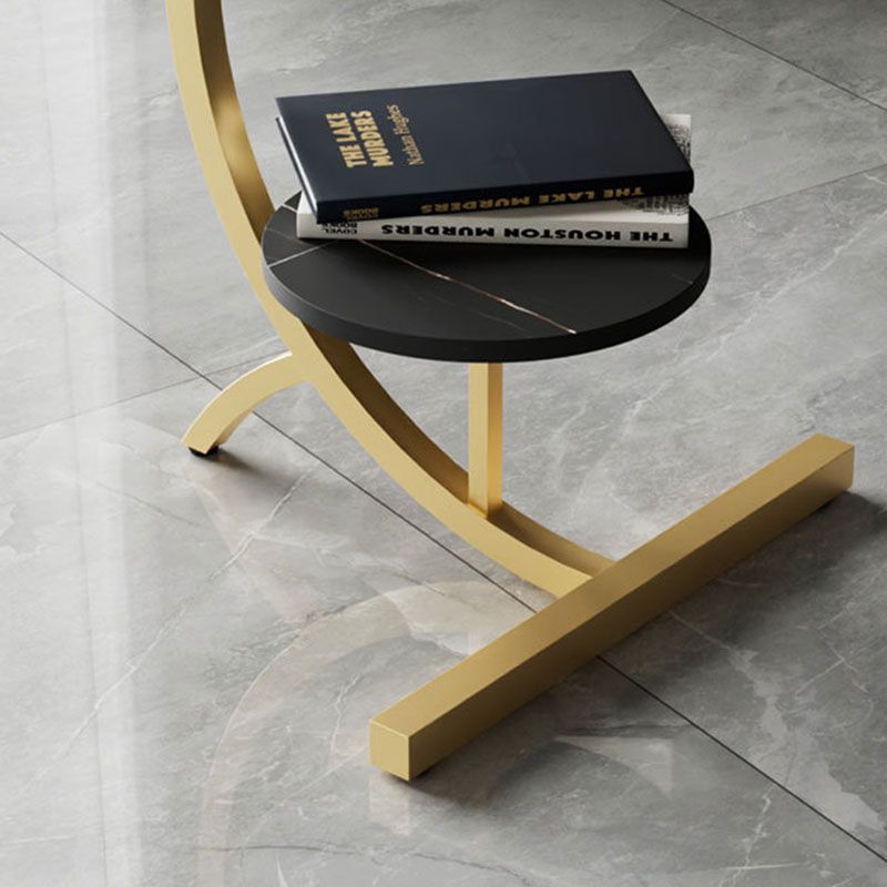 End Table with Storage and Shelf Modernist Slate Abstract Side Table