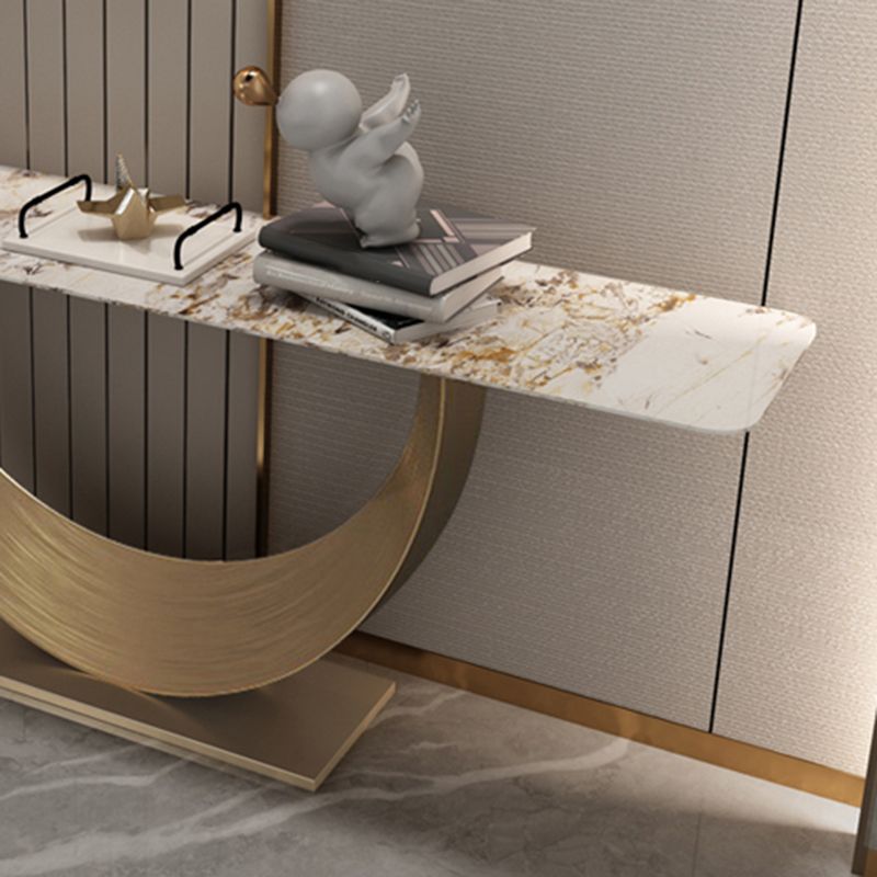 Rectangle Shape Contemporary Console Table Gold Stone Console Sofa Table for Hall