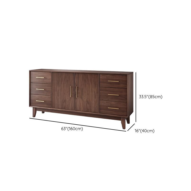 Glam Style Storage Buffet Stand Solid Wood Buffet Sideboard with 6-Drawer
