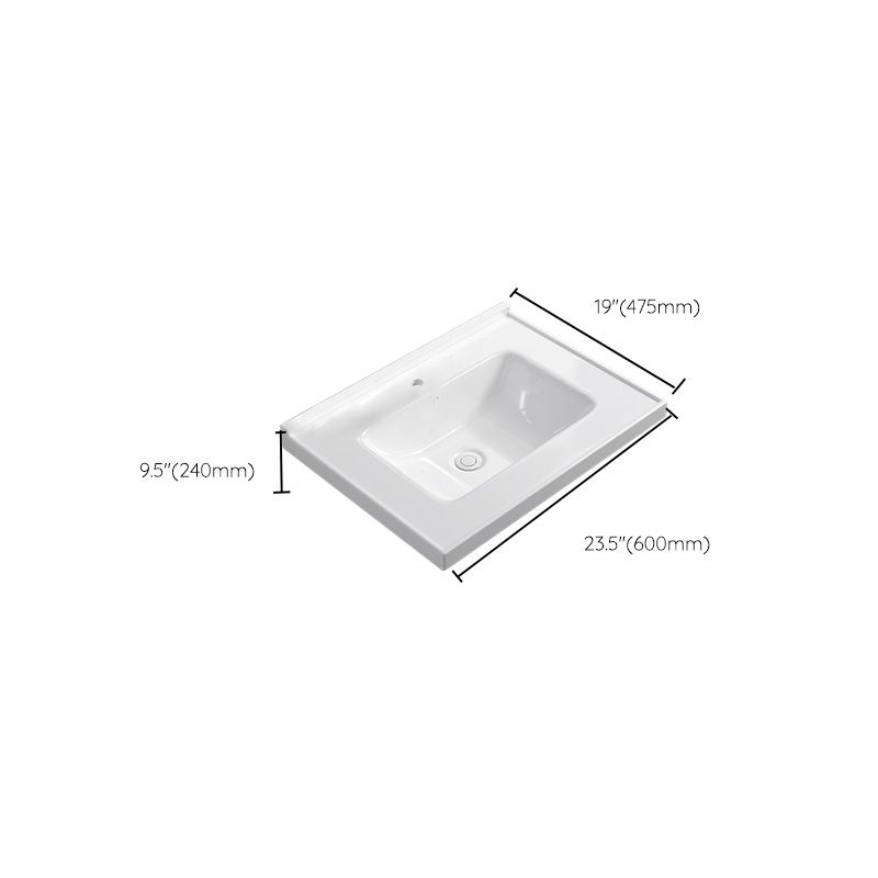 Contemporary Bathroom Sink Rectangular Porcelain Drop-in Bathroom Sink with Pop-Up Drain