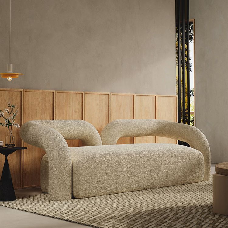 Contemporary White Sofa with Tuxedo Arm and Tight Back in Wool