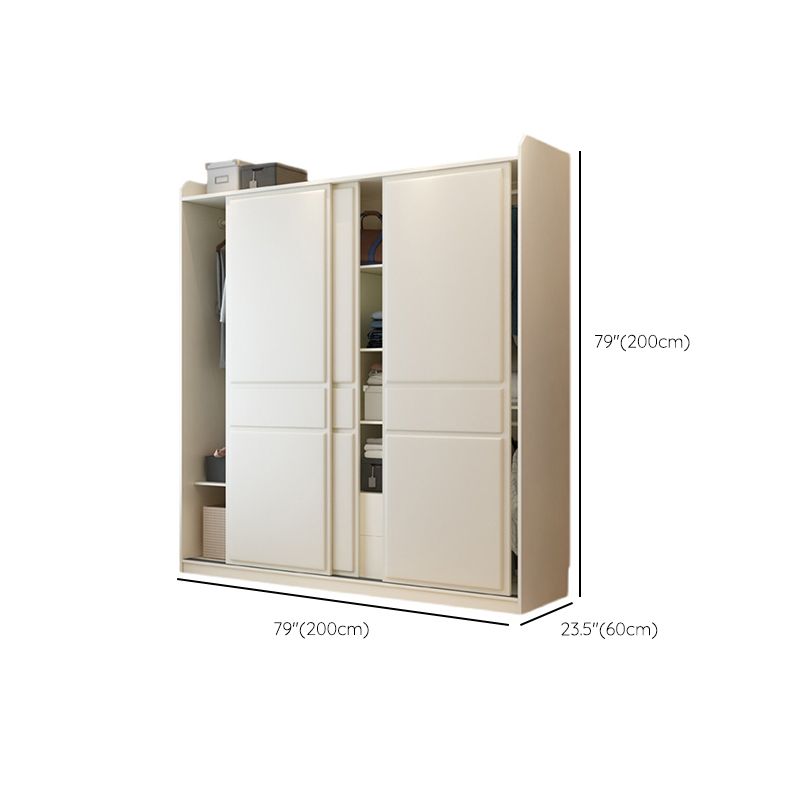 White Modern Wardrobe Armoire Wooden Wardrobe Closet with Shelves