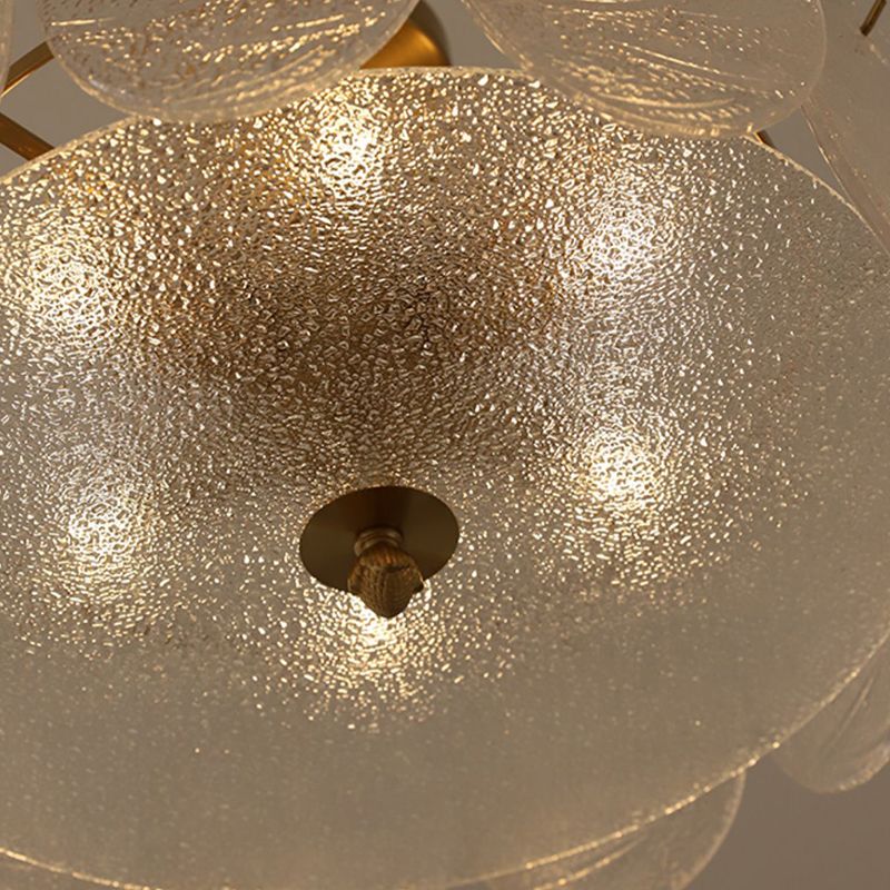 Plafonnier de forme ronde, montage encastré en fer de Style Simple et moderne avec abat-jour en verre pour le salon