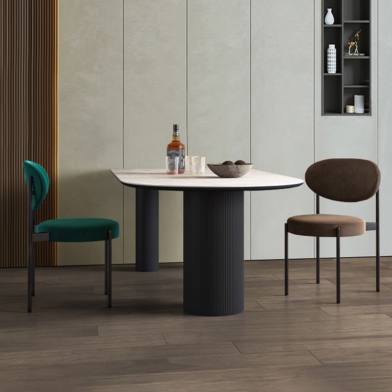 Simplicity Style Sintered Stone Dining Table 3 Legs Base 55" Wide Freeform Table for Home