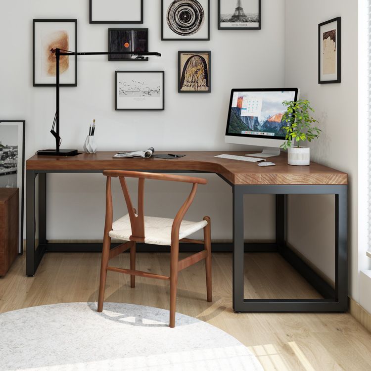 L-Shape Bedroom Working Desk Modern Solid Wood Writing Table